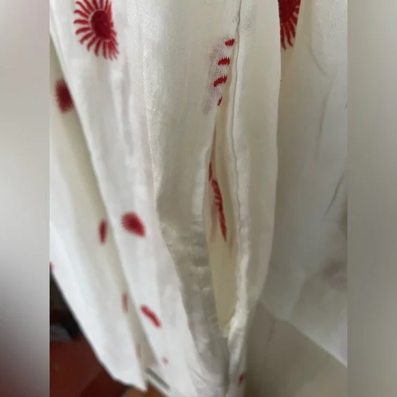 Free People Emory Embroidered Long Sleeve cottage   Midi dress  Size Small New - Picture 7 of 7